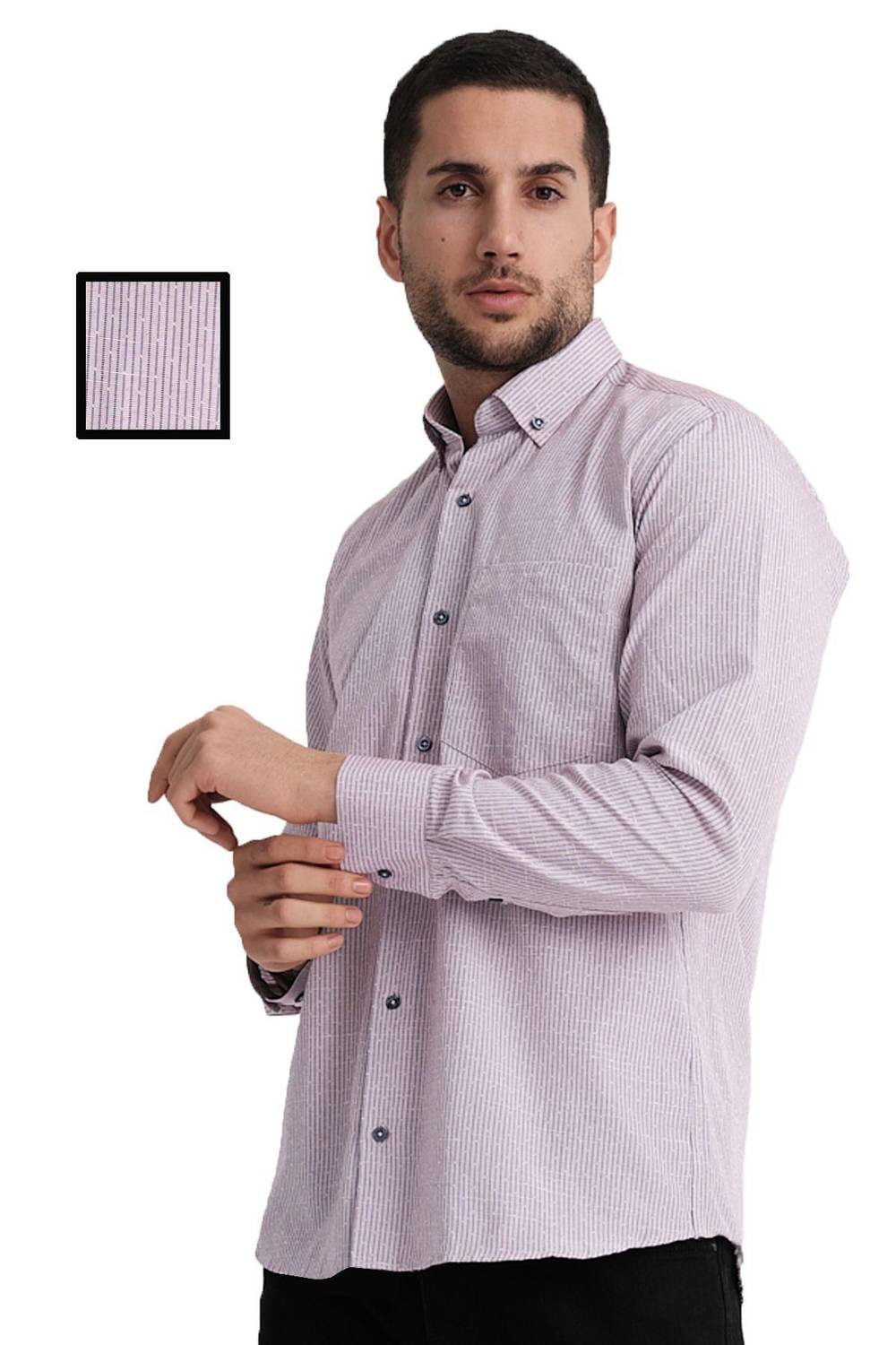 Varetta Men's Dusty Rose Checkered Long Sleeve Shirt with Pockets