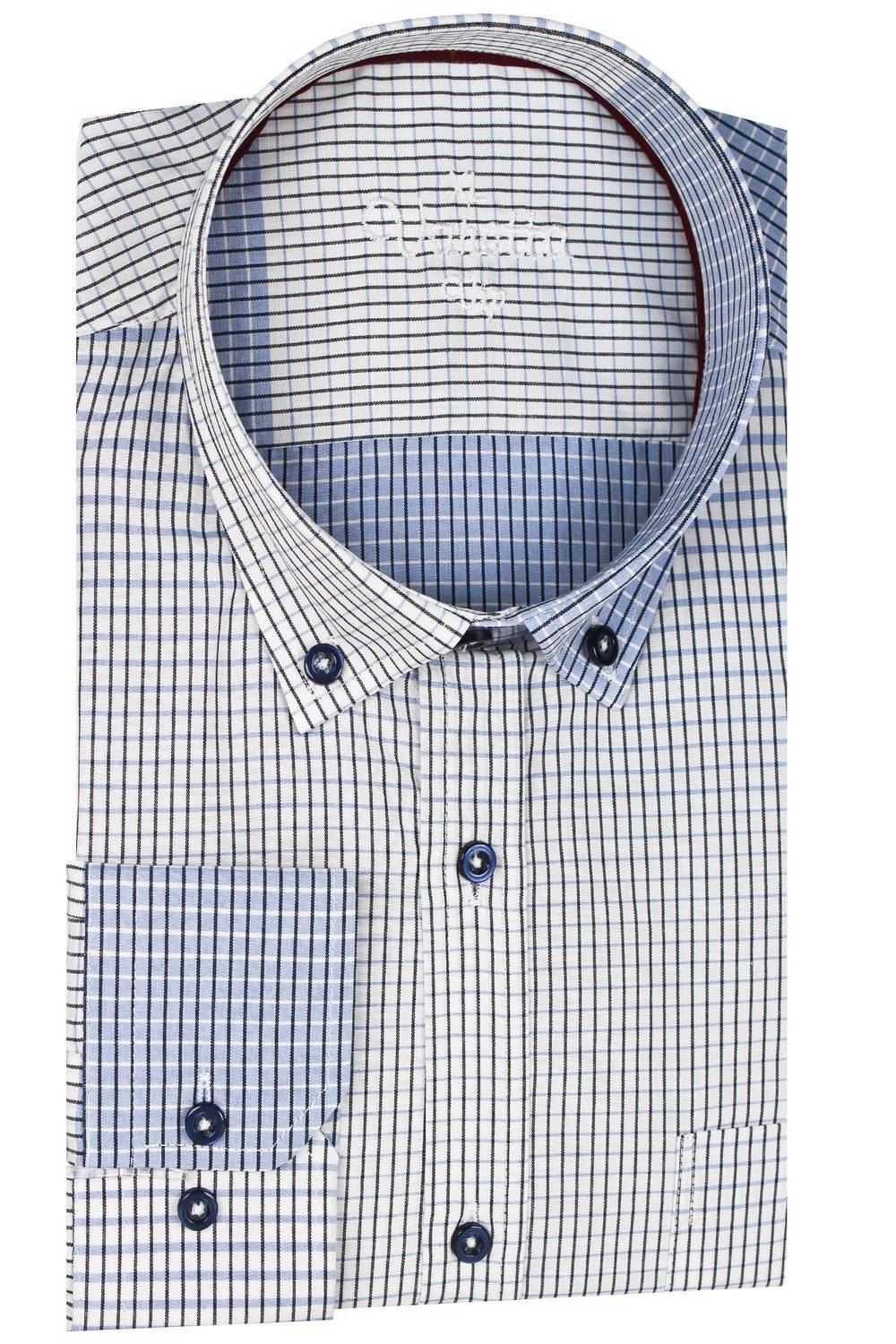 Varetta Men's Blue Checkered Long Sleeve Shirt