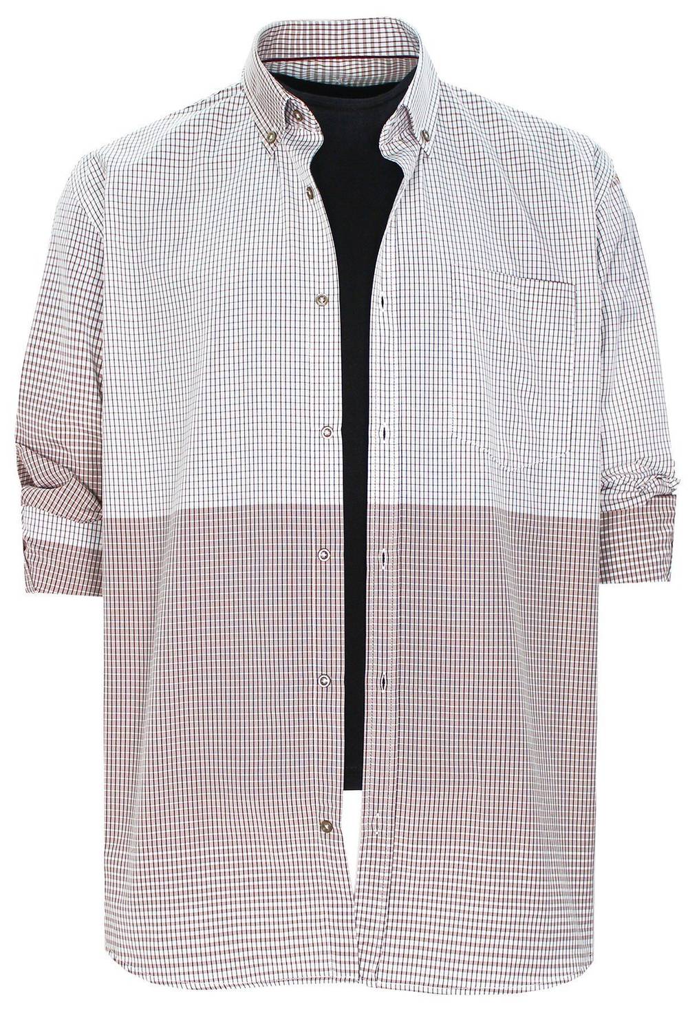 Varetta Men's White Brown Checkered Long Sleeve Shirt