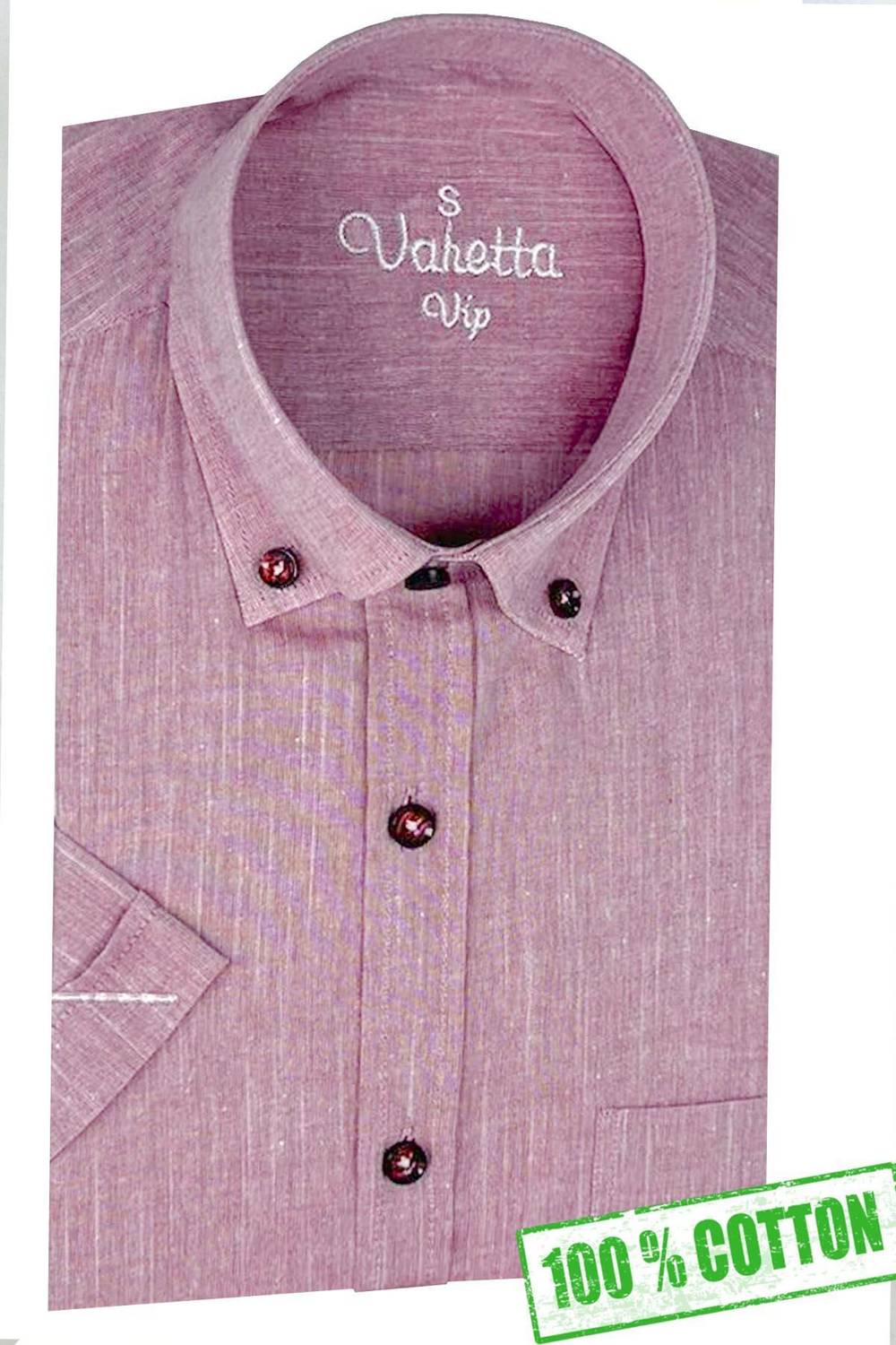 Varetta Erkek Pembe Keten Cepli Kısa Kollu Gömlek