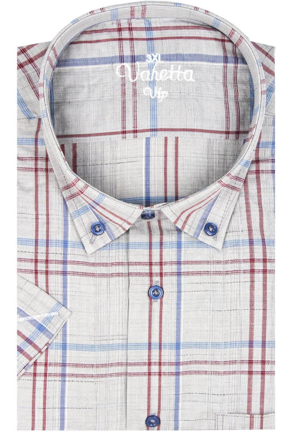 Мужская серая рубашка большого размера с коротким рукавом Varetta, из хлопка, удобная и качественная, отлично подходит для теплых дней