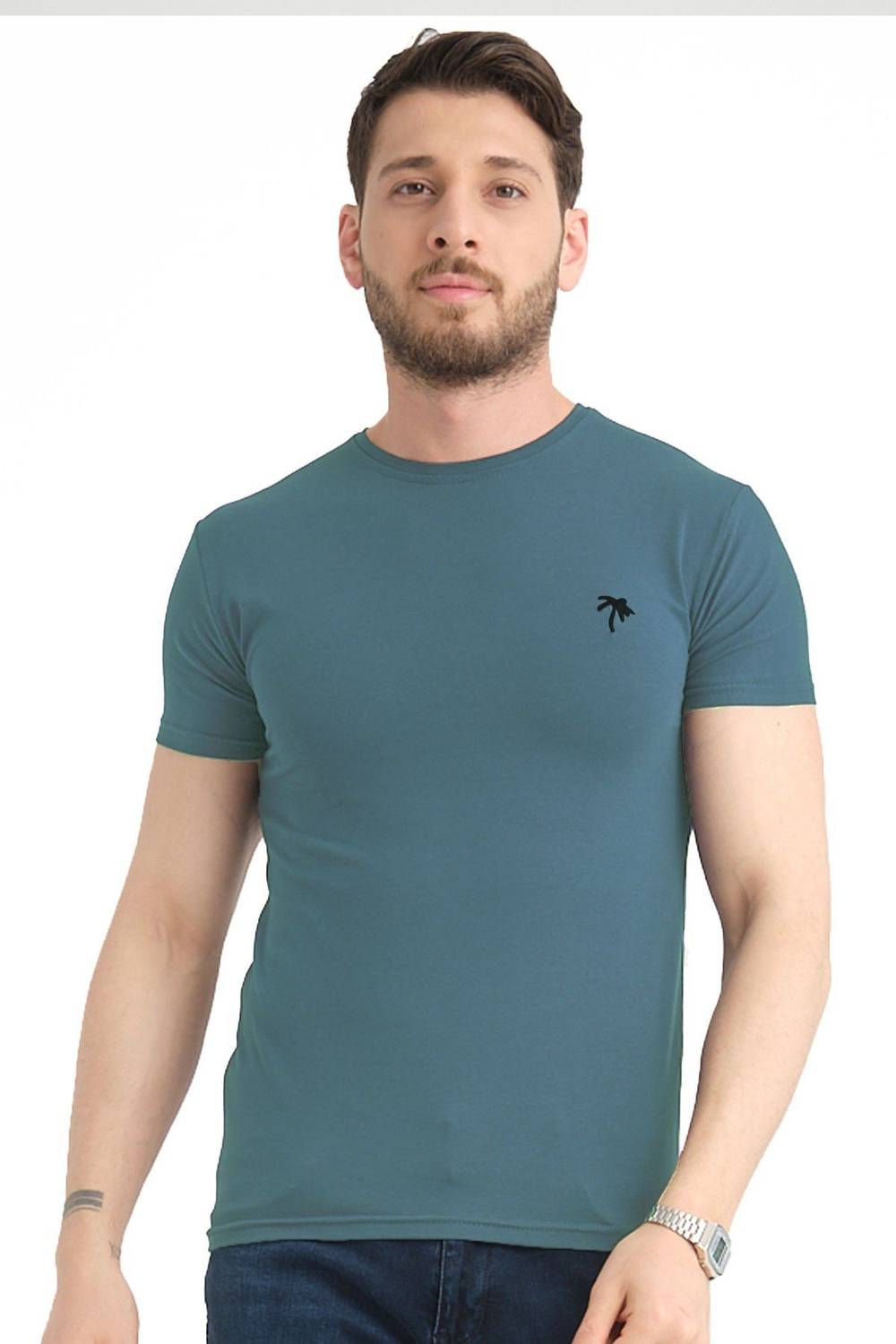 Varetta Men's Light Blue Short Sleeve Crew Neck T-Shirt, Stylish Design & Durable Fabric, Comfortable Fit for Modern Style