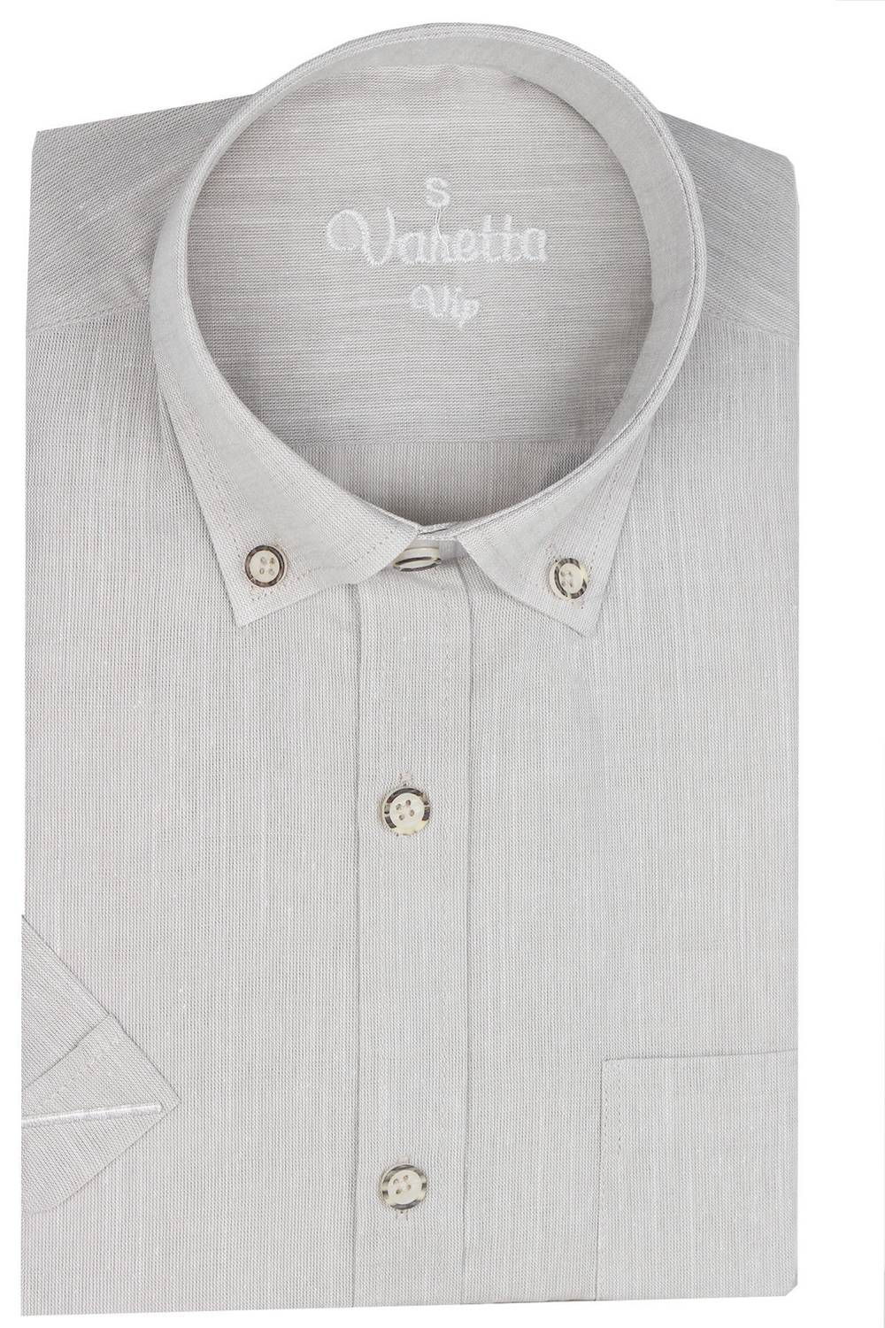 Varetta Erkek Gri Keten Cepli Kısa Kollu Gömlek