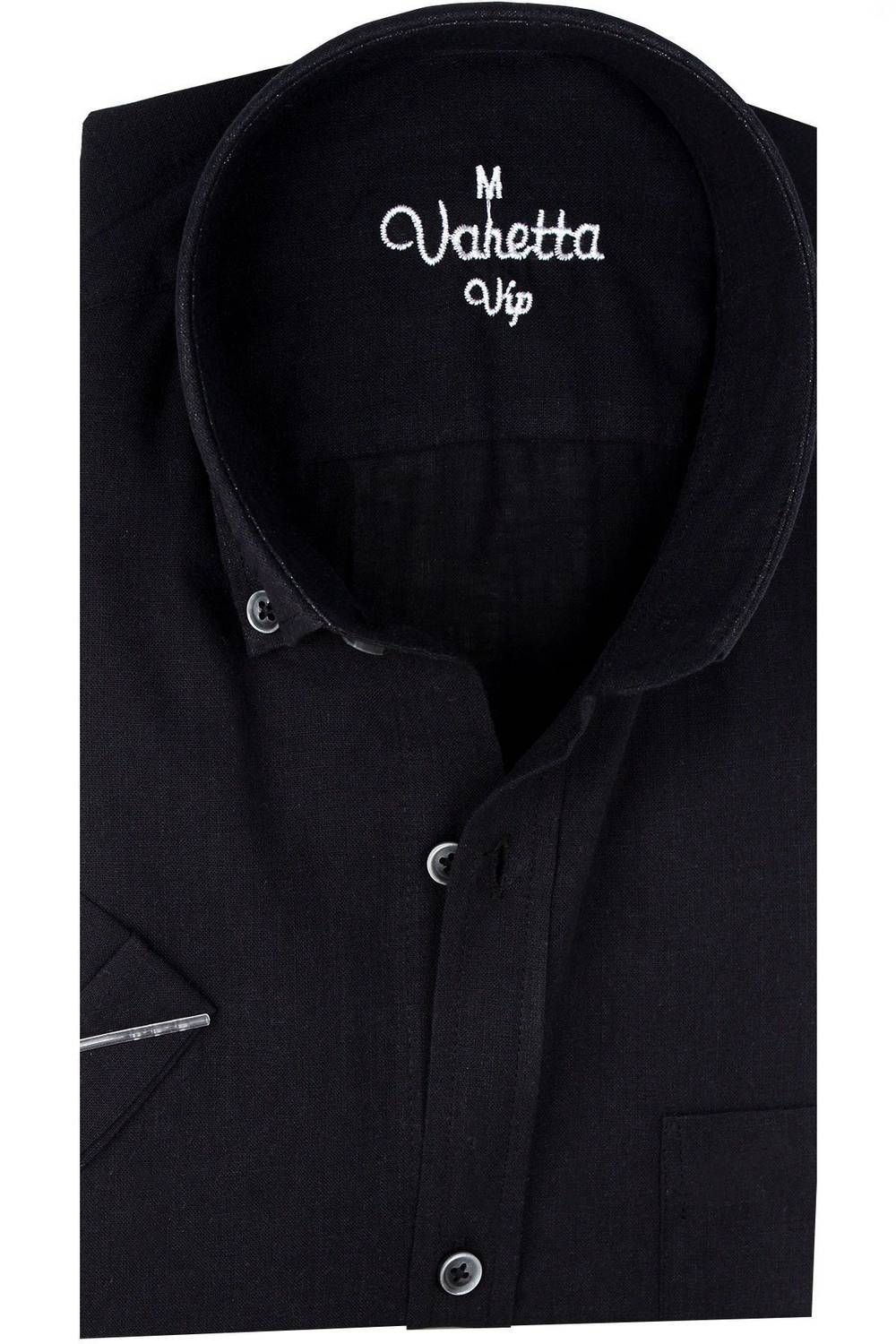 Varetta Erkek Siyah Keten Cepli Kısa Kollu Gömlek