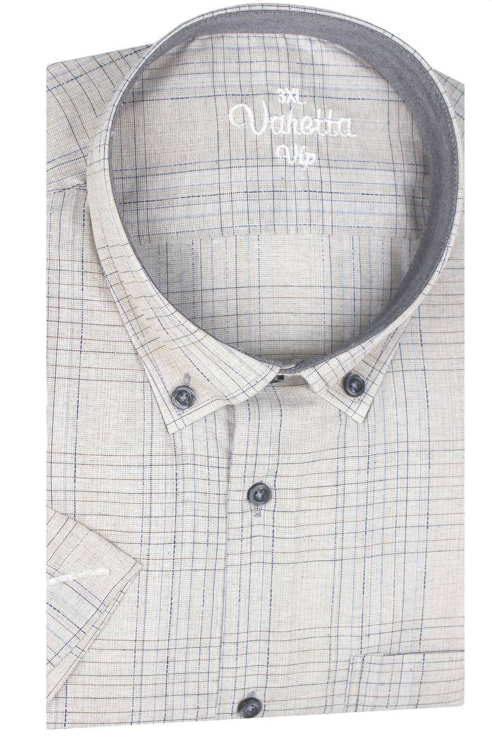 Чоловіча сіра сорочка короткий рукав великих розмірів Varetta, якісна бавовна, комфортна посадка, стильний дизайн, ідеальна для спекотних днів