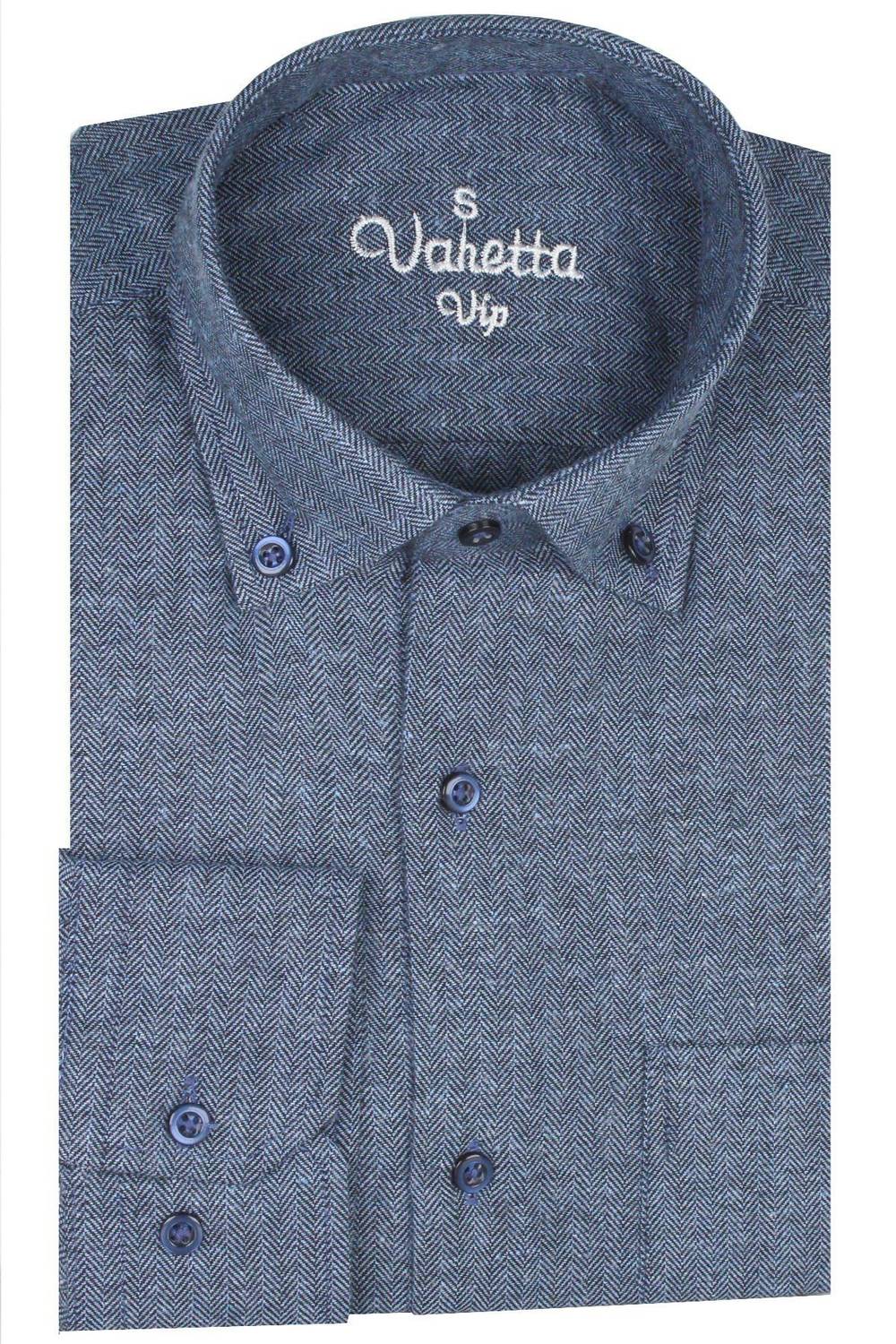 Varetta Erkek Mavi Kışlık Geniş Kesim Cepli Gömlek