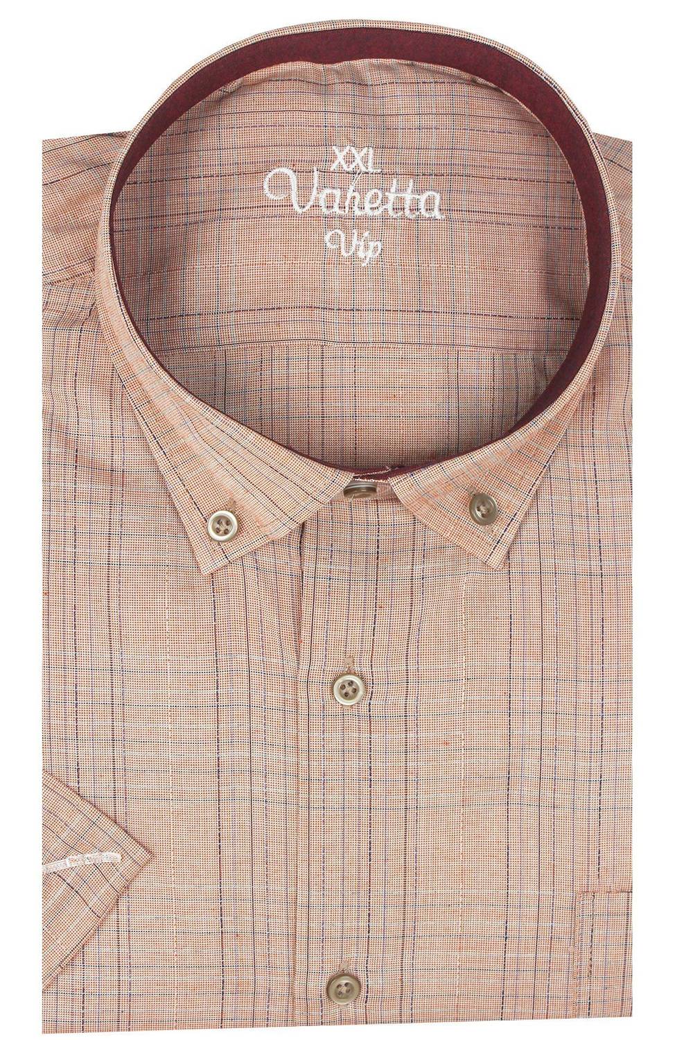 Varetta Erkek Yavruağzı Rengi Büyük Beden Kısa Kollu Gömlek