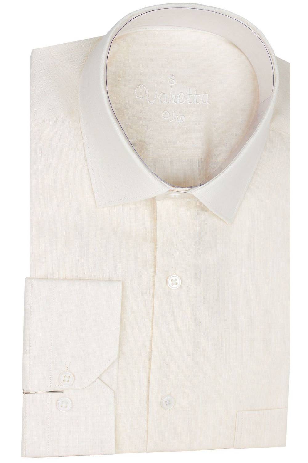 Varetta Erkek Krem Uzun Kollu Keten Efektli Cepli Pamuklu Gömlek