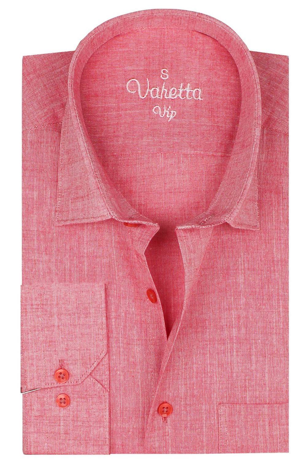 Varetta Erkek Pembe Uzun Kollu Keten Efektli Cepli Pamuklu Gömlek