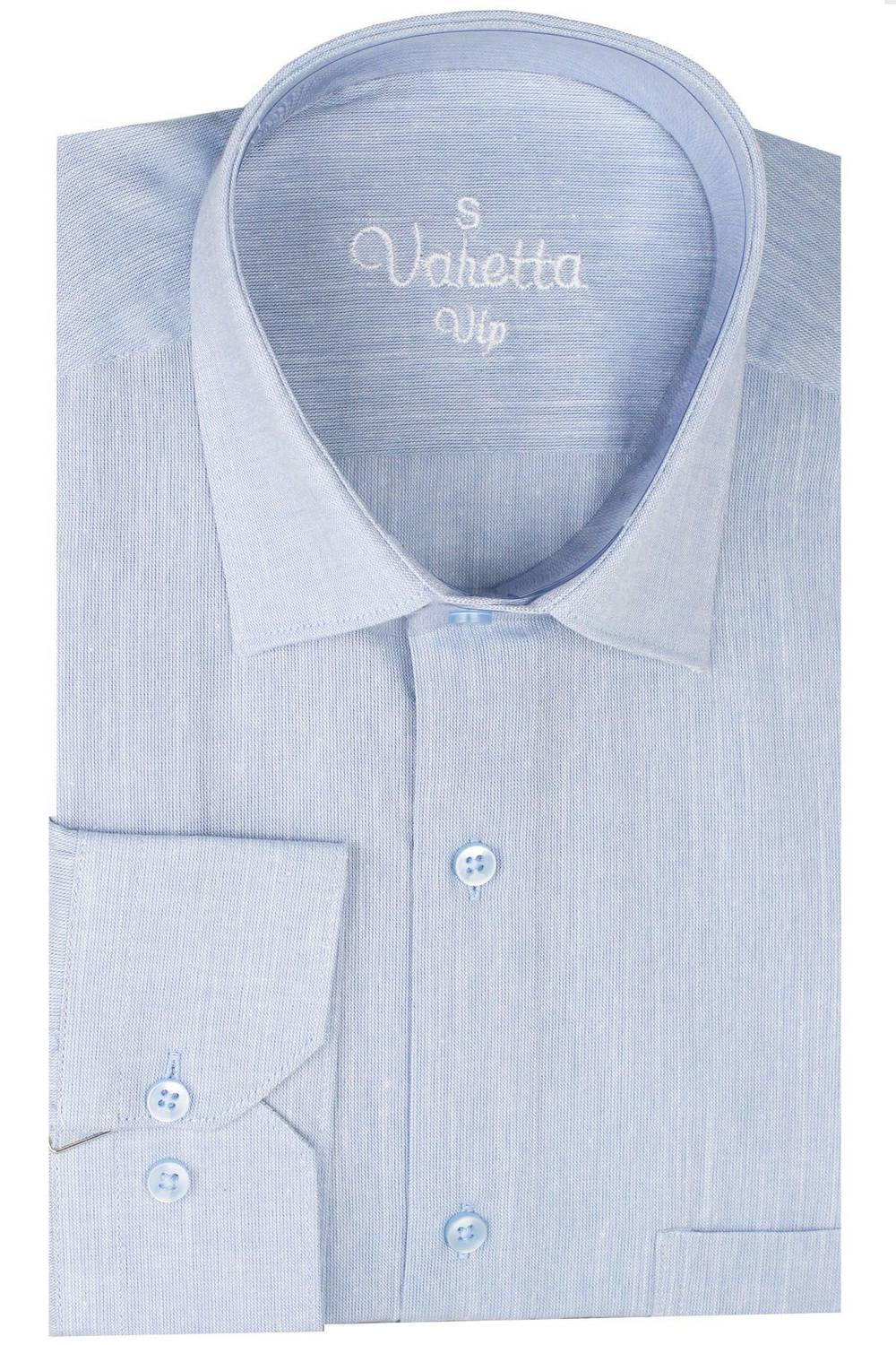 Varetta Erkek Mavi Uzun Kollu Keten Efektli Cepli Pamuklu Gömlek