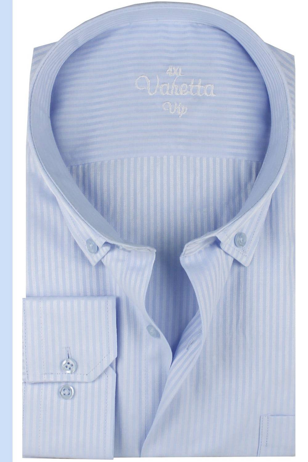 Чоловіча блакитна смугаста сорочка з довгим рукавом, великий розмір, з кишенею, з 100% бавовни, стильна та комфортна