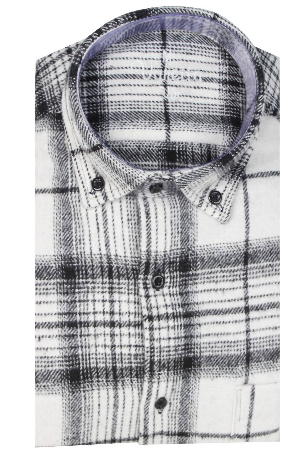 Varetta Erkek Beyaz Kalın Kışlık Cepli Oduncu Gömlek