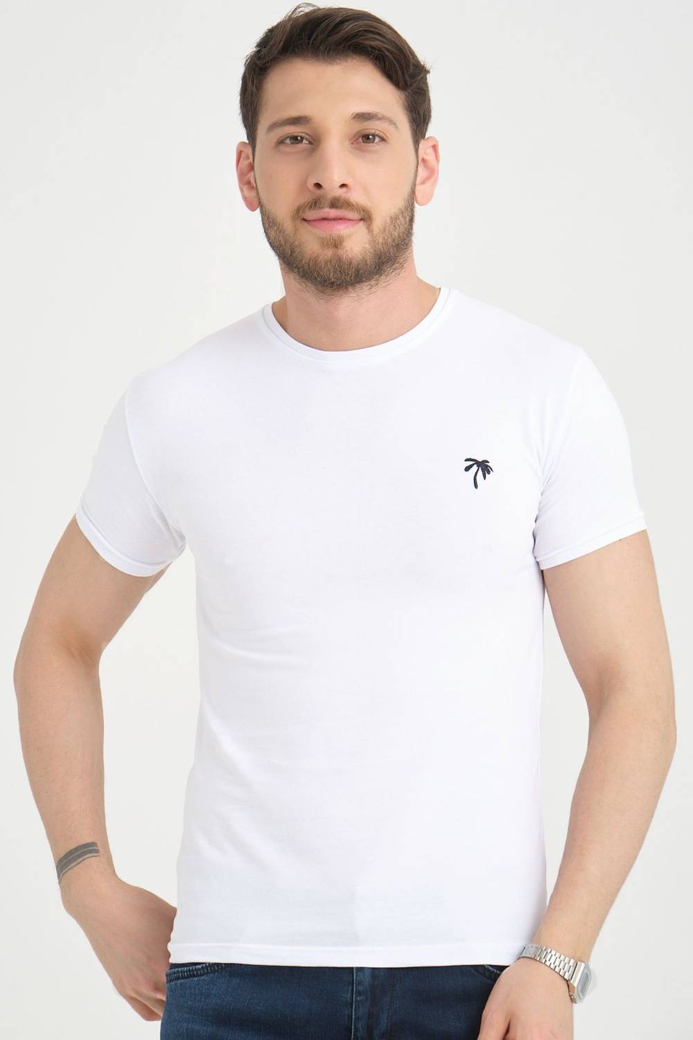 Varetta Men's White Crew Neck Short Sleeve T-Shirt, Premium Fabric, Stylish Design, Comfortable Fit, Available in Various Sizes