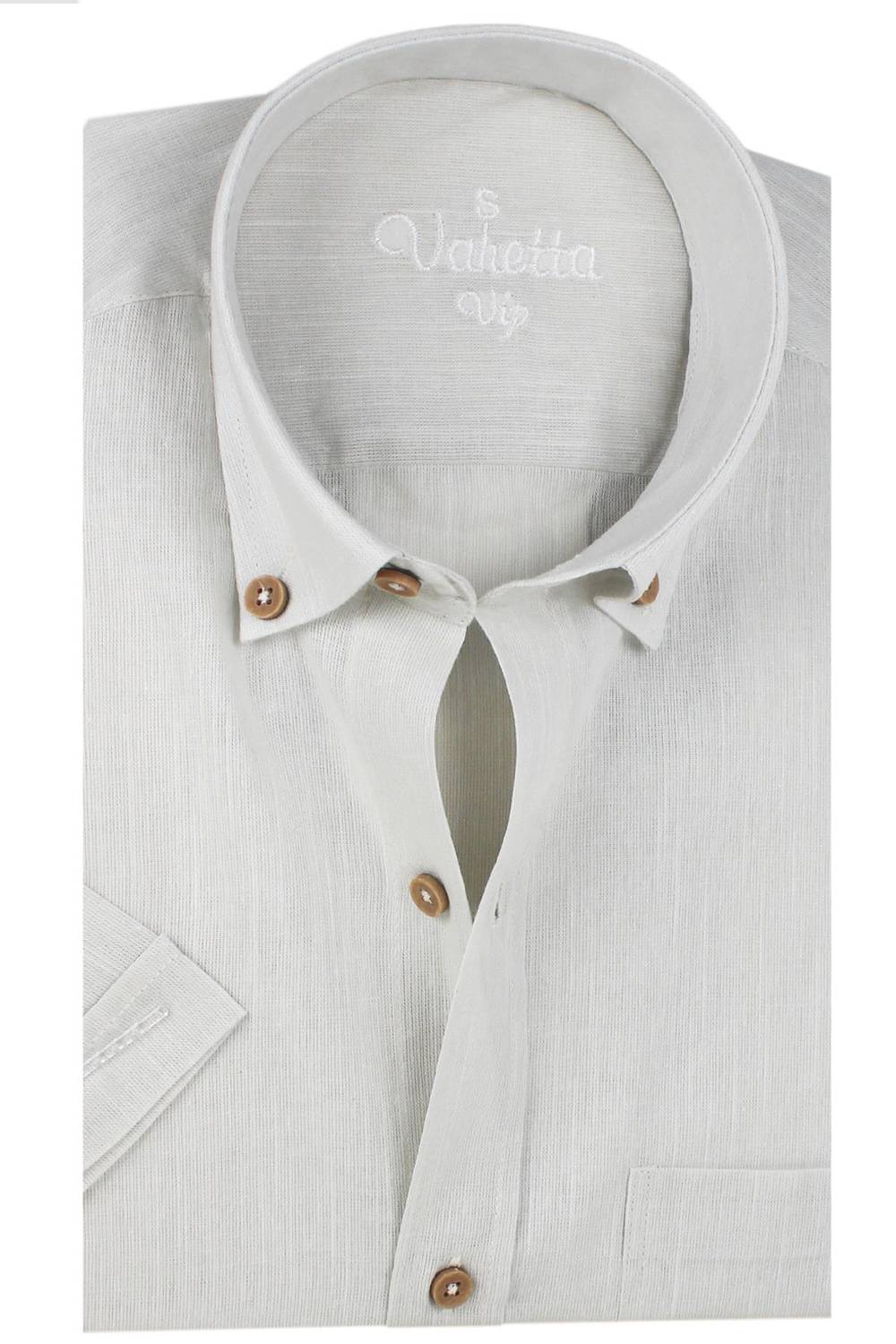 Varetta Erkek Gri Keten Cepli Kısa Kollu Gömlek