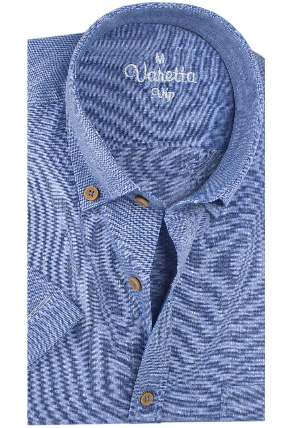 Varetta Erkek Lacivert Keten Cepli Kısa Kollu Gömlek