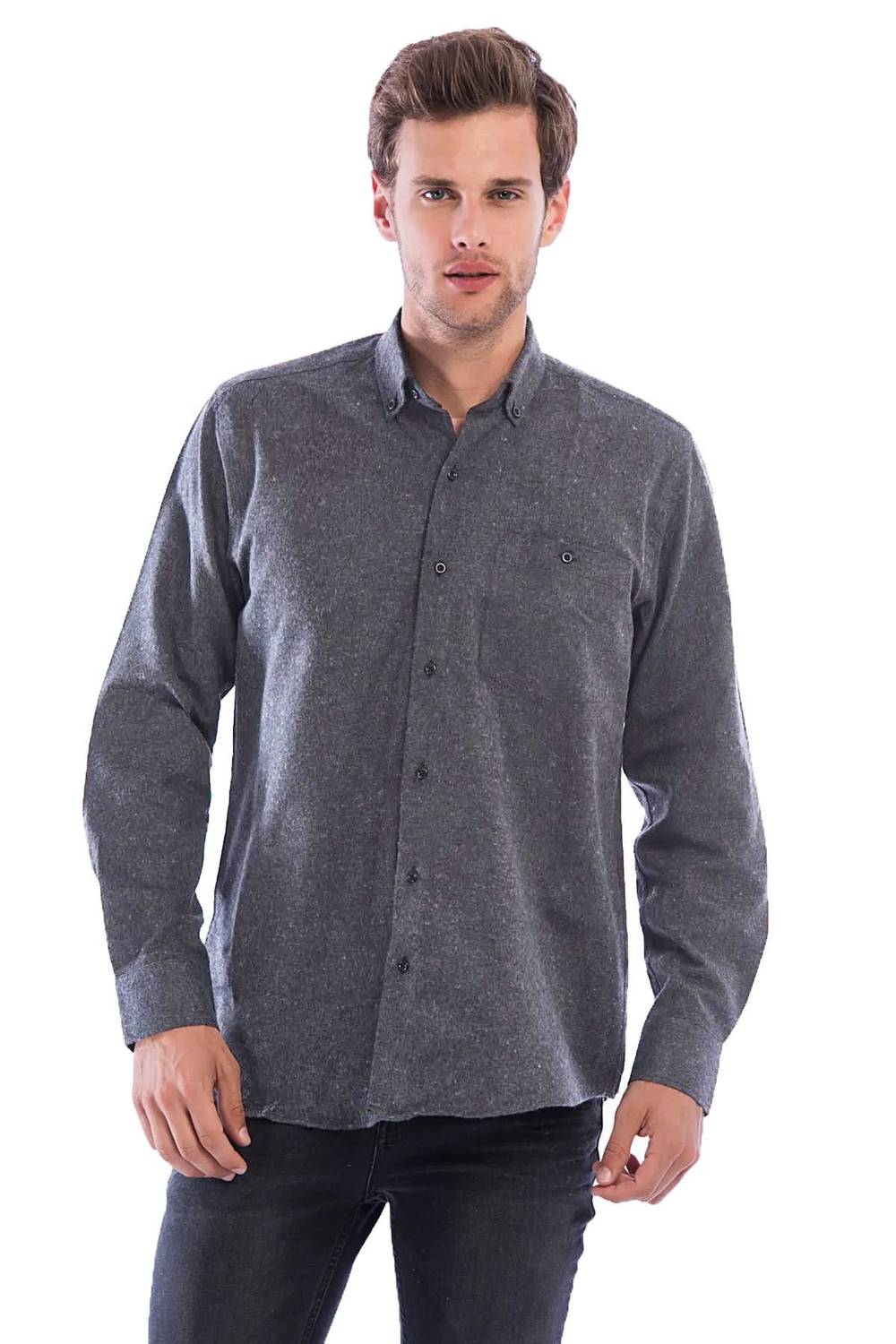 Varetta Erkek Antrasit Kışlık Cepli Düz Geniş Kesim Cepli Gömlek