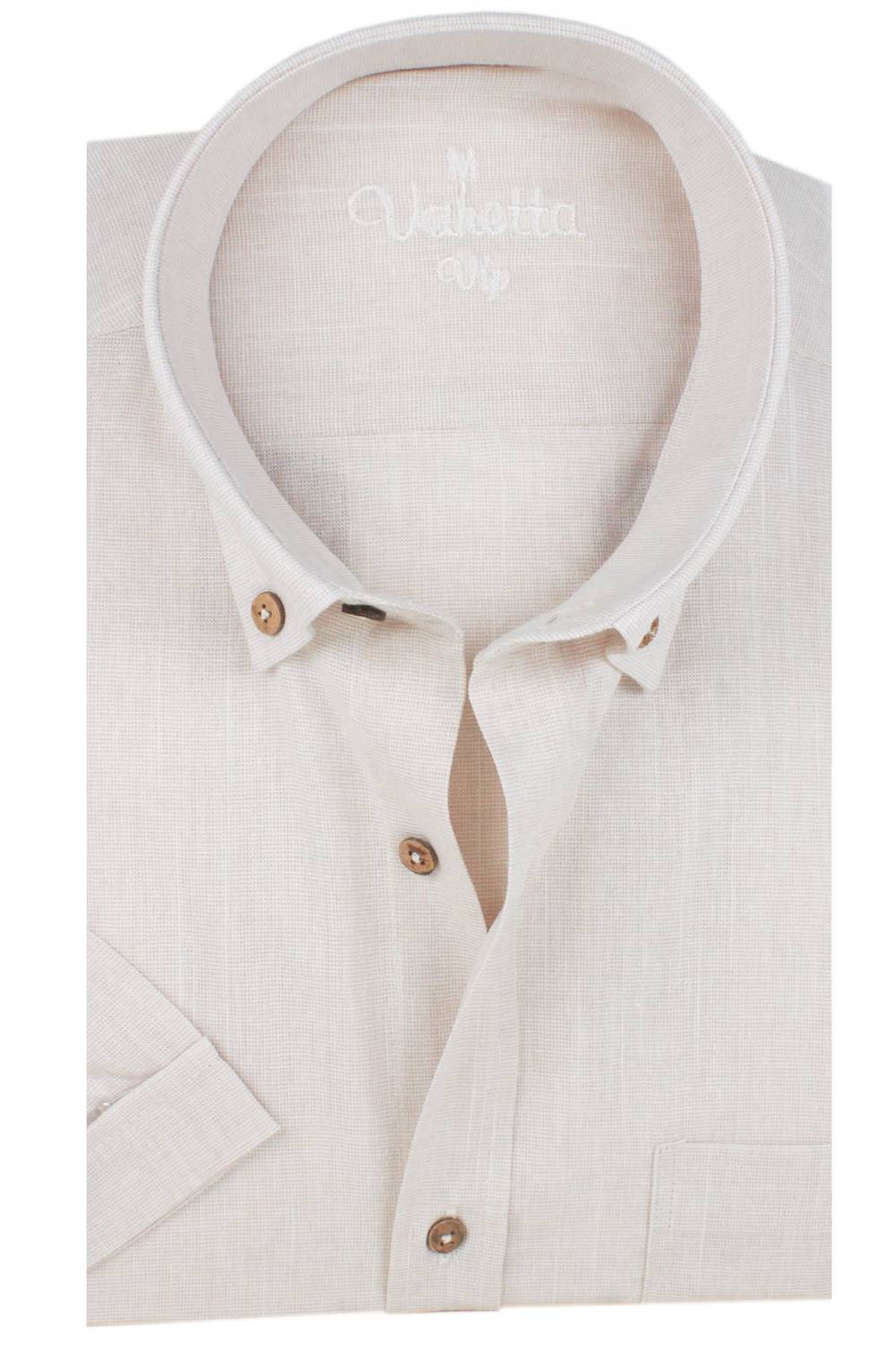 Varetta Erkek Bej Keten Cepli Kısa Kollu Gömlek