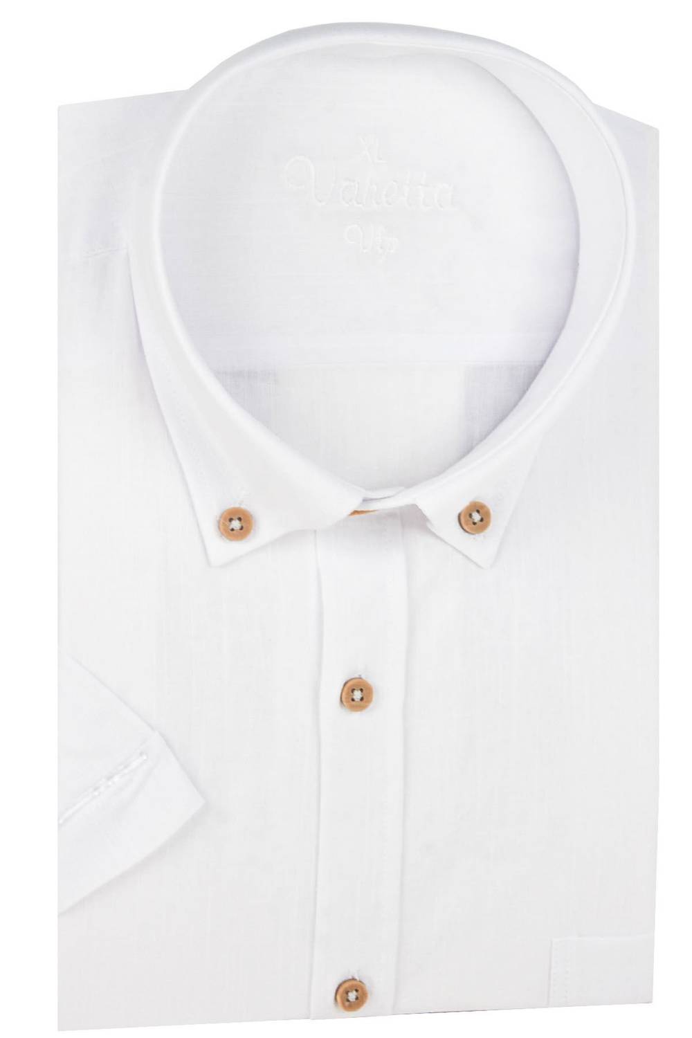 Varetta Erkek Beyaz Keten Cepli Kısa Kollu Gömlek