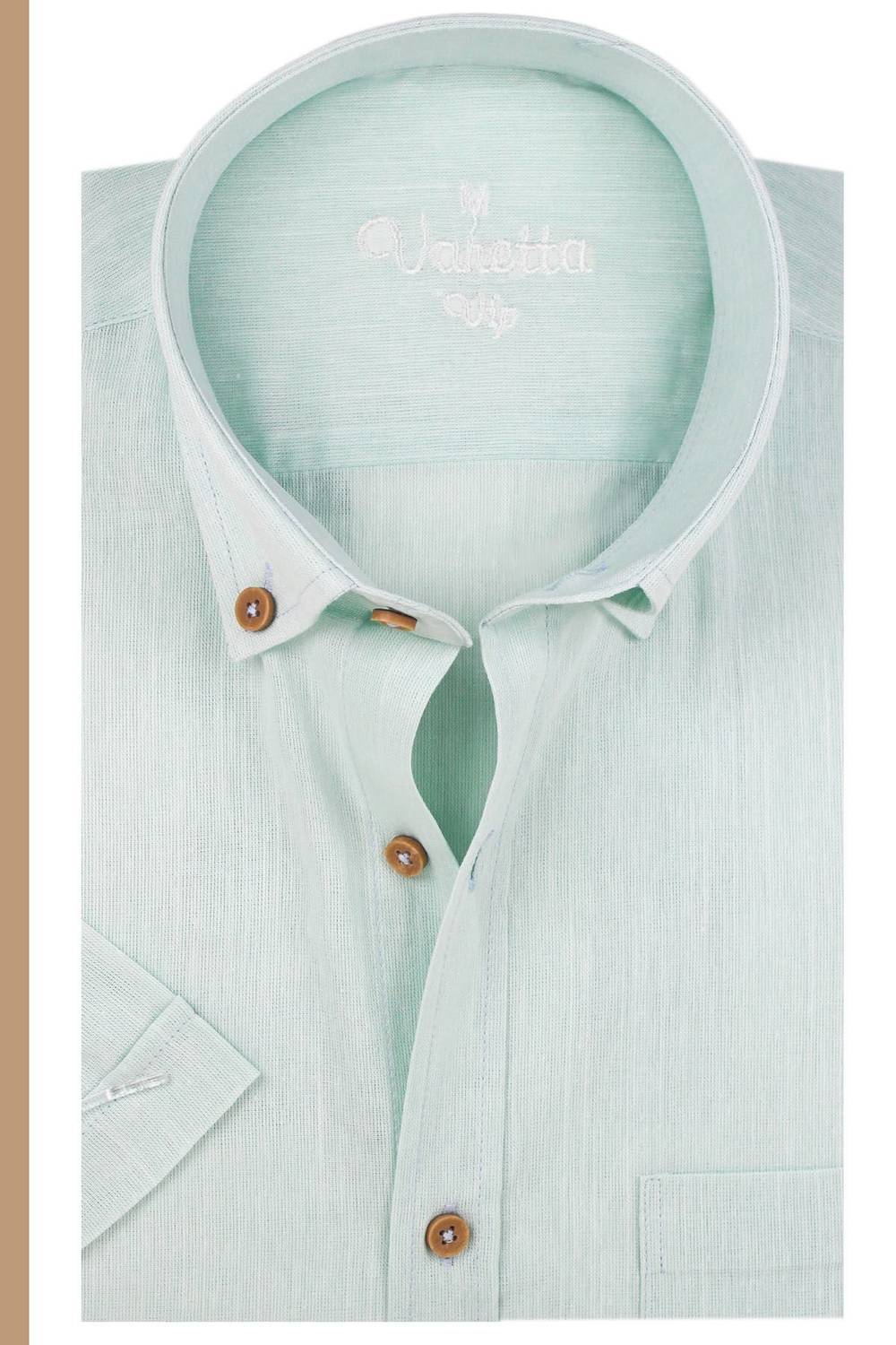 Varetta Erkek Yeşil Keten Cepli Kısa Kollu Gömlek