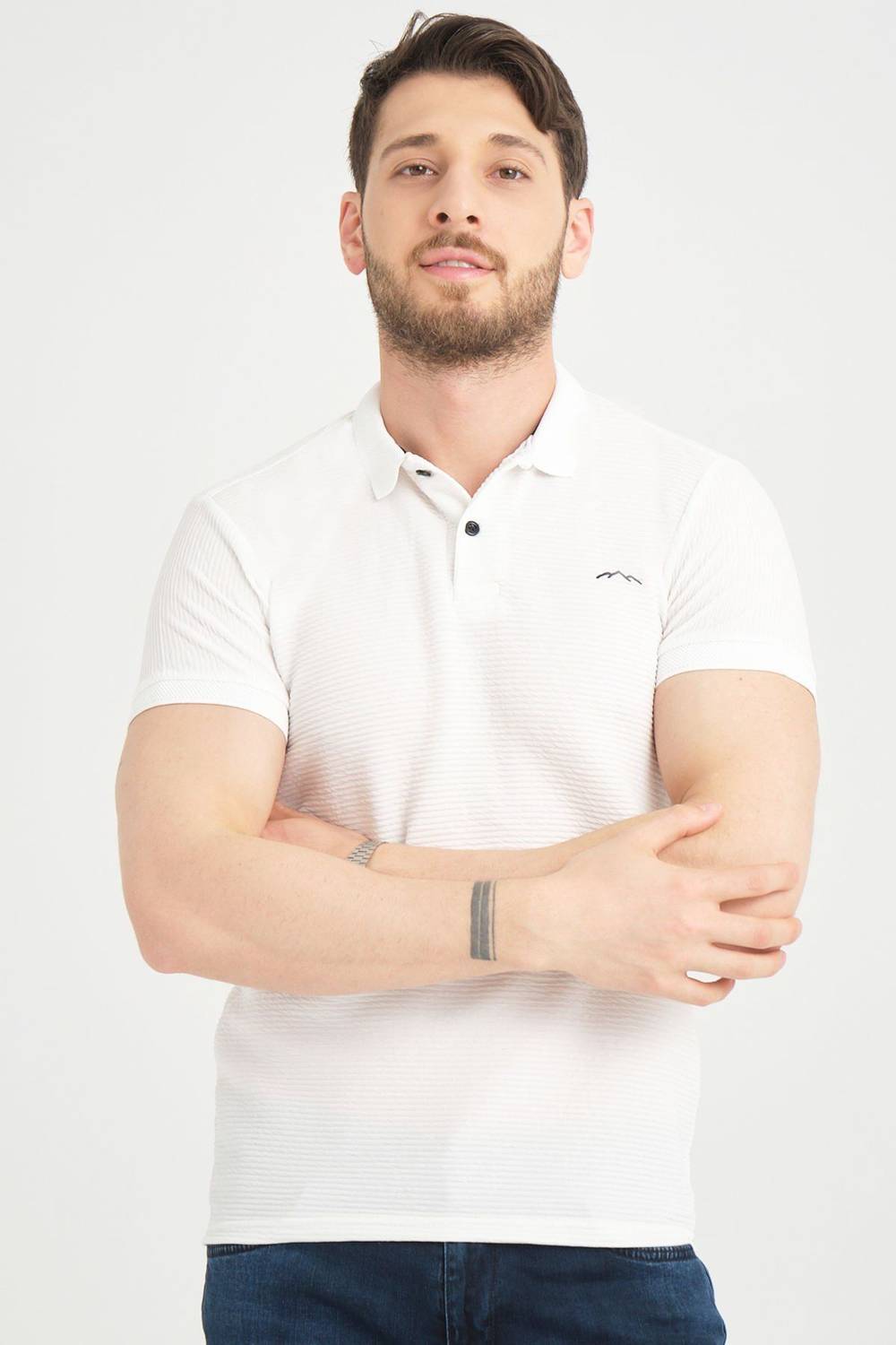 Varetta Men's Short Sleeve Polo T-Shirt in Off-White, 95% Cotton for Summer Comfort, Stylish Design Available in Multiple Sizes