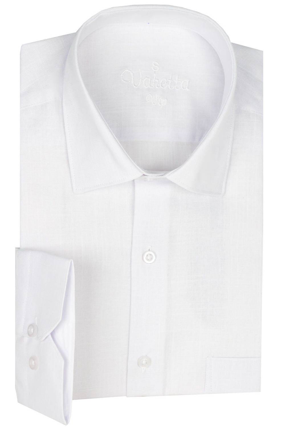 Varetta Erkek Beyaz Uzun Kollu Keten Efektli Cepli Pamuklu Gömlek