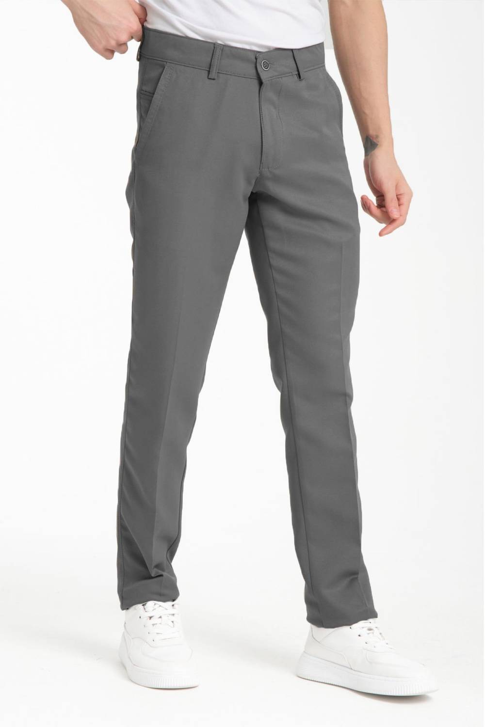 Varetta Erkek Duman Rengi Pamuklu Cepli Yazlık Düz Keten Pantolon