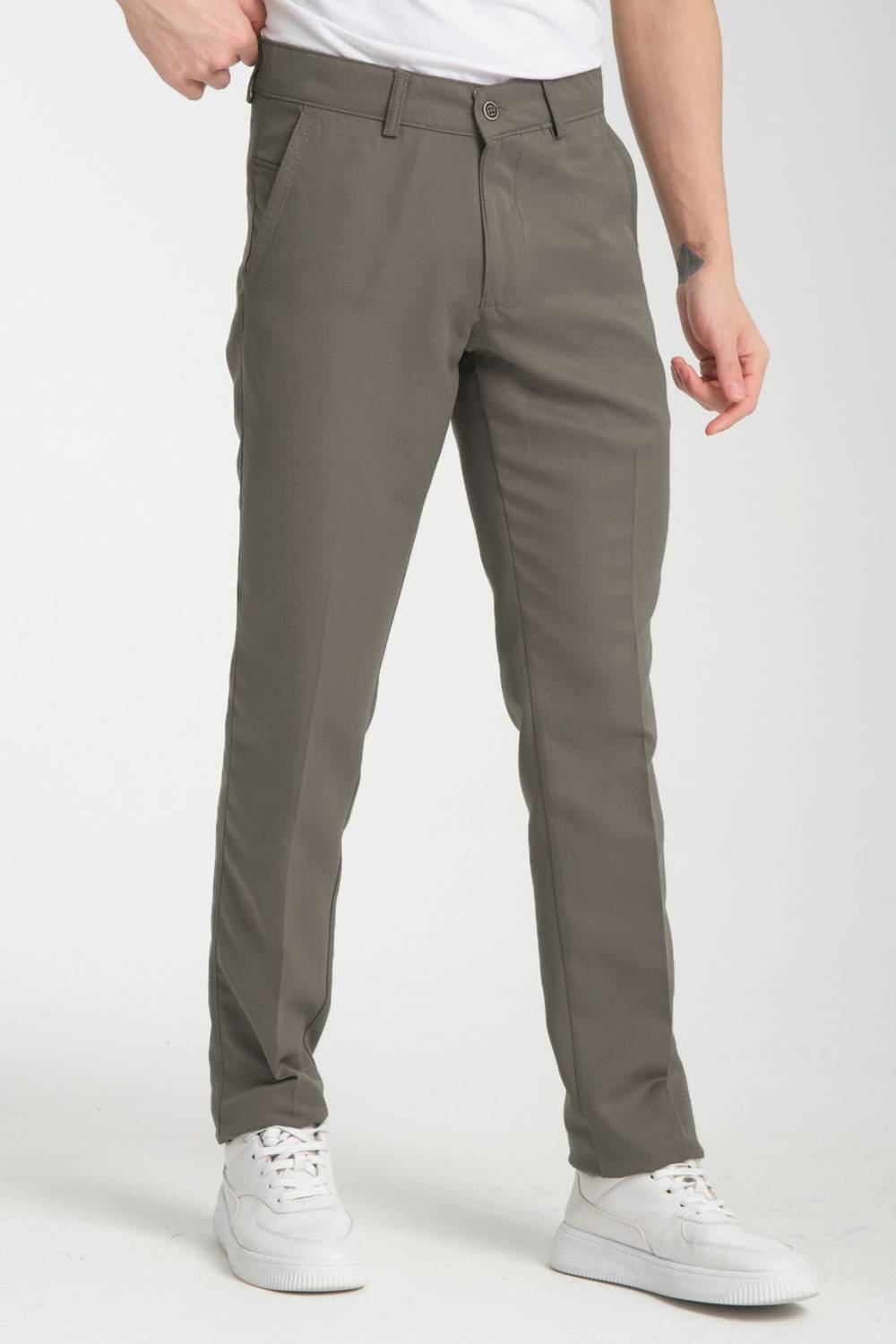 Varetta Erkek Taupe Toprak Gri Pamuklu Cepli Yazlık Düz Keten Pantolon