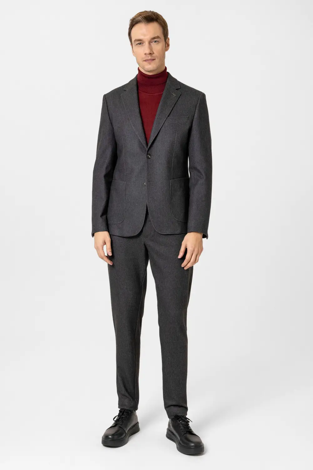 Slimfit Desenli Takım Elbise