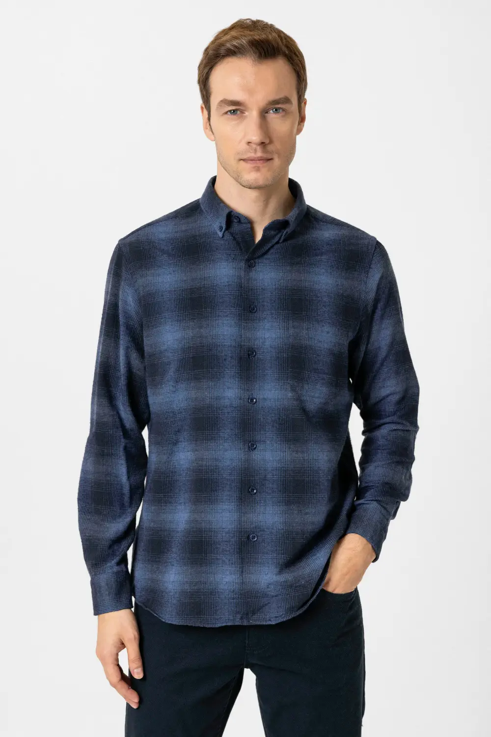 Köşeli Manşet Regular Kalıp Kareli Gömlek