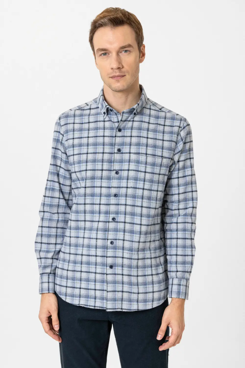 Köşeli Manşet Regular Kalıp Kareli Gömlek