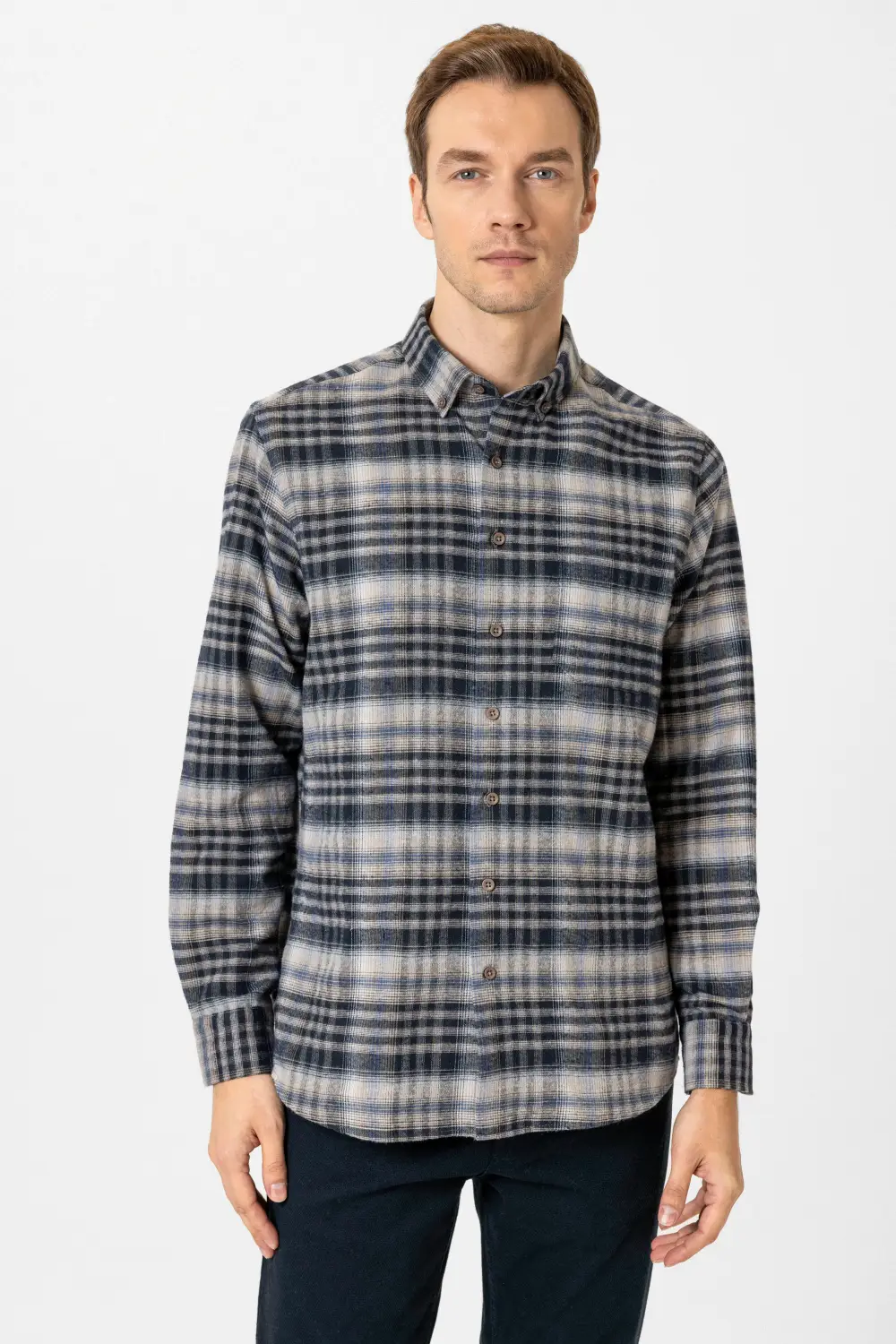 Köşeli Manşet Regular Kalıp Kareli Gömlek