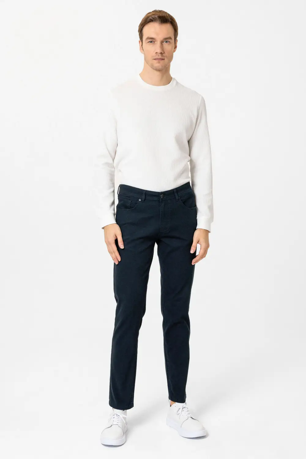 Сині класичні брюки з slim-кроєм, 5 кишень, 97% бавовна, 3% еластан, Туреччина
