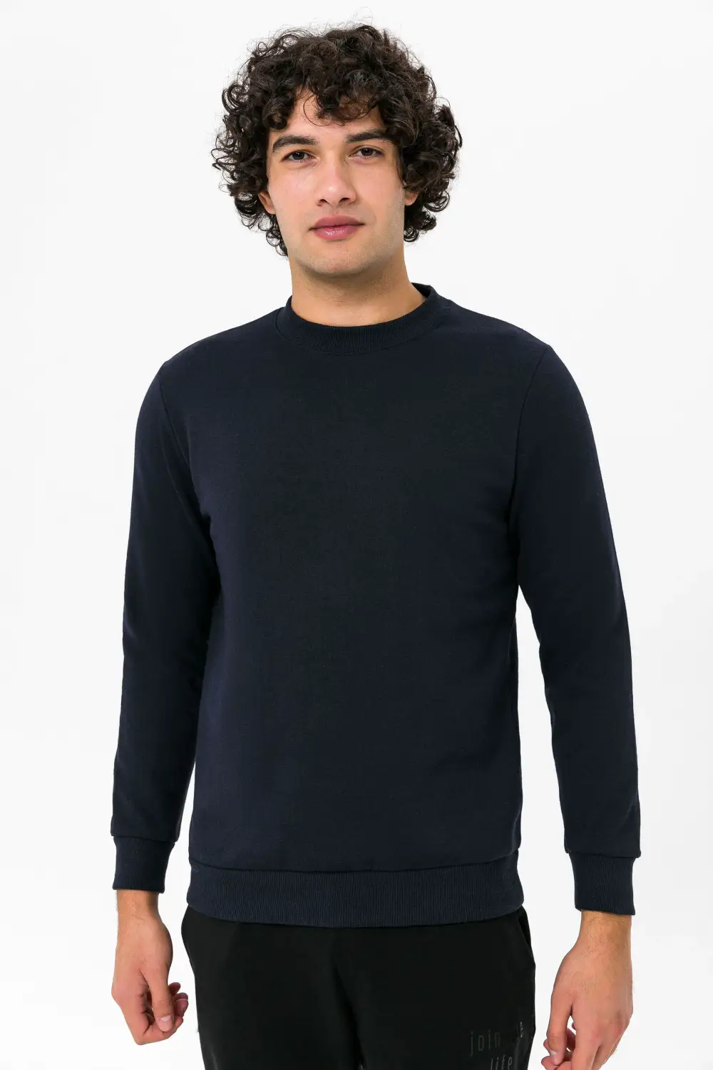O Yaka Regular Kalıp Düz Sweatshirt