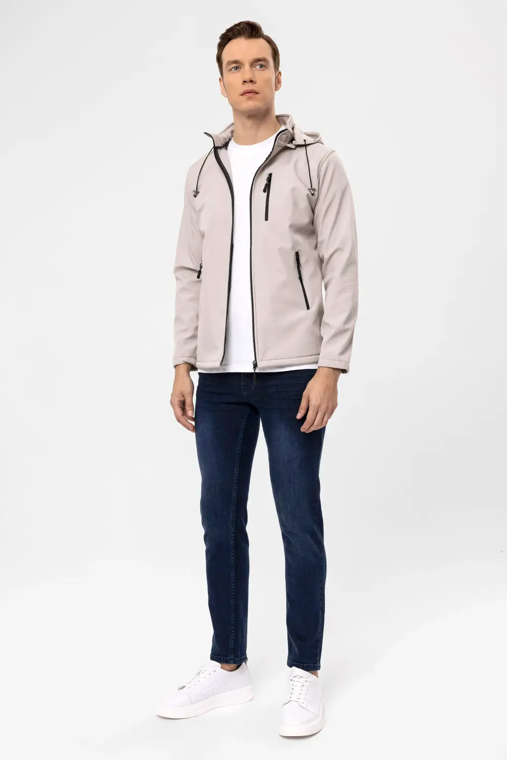 Слімовий прямий жакет з 100% поліестеру, доступний у кольорі камінь, розміри XL, M, XXL