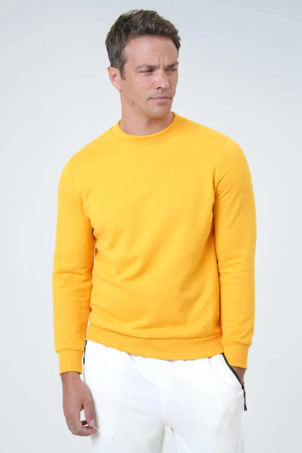 Светшот з округлим вирізом, регулярний крій, бежевий, 55% бавовна, 45% поліестер, Туреччина, розмір M