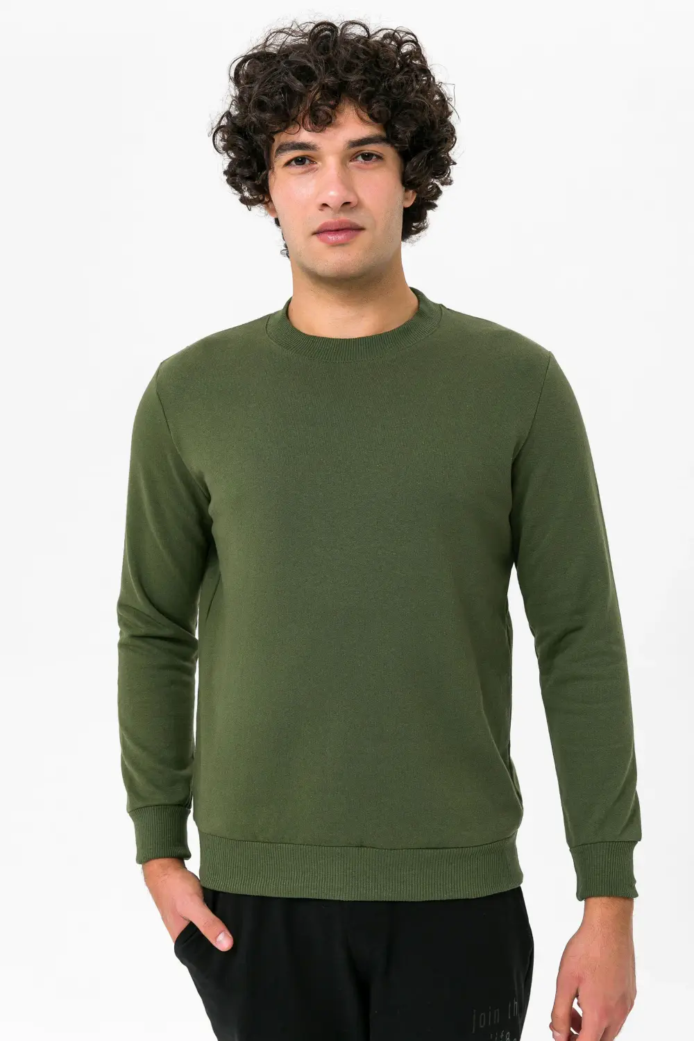 Регулярний світшот з круглим воротом, бежевого кольору, з 55% бавовни та 45% поліестеру, стильний та зручний для повсякденного носіння