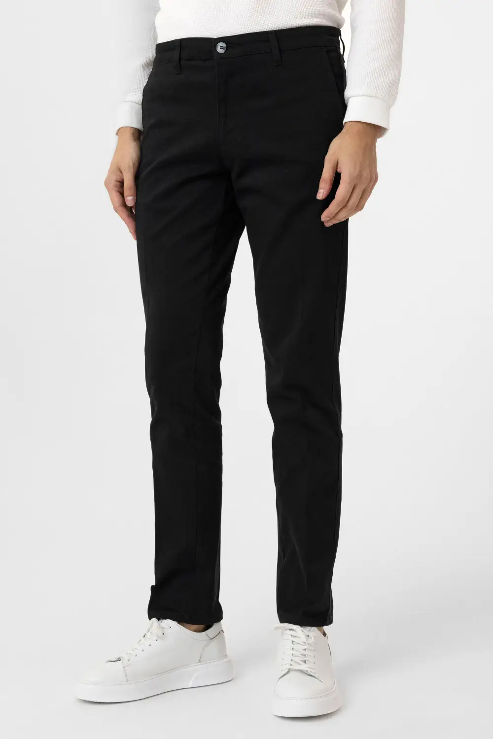 Регулярні армовані штани з бавовни та еластану, колір темно-синій, розміри 44-52, без малюнка, з боковими кишенями