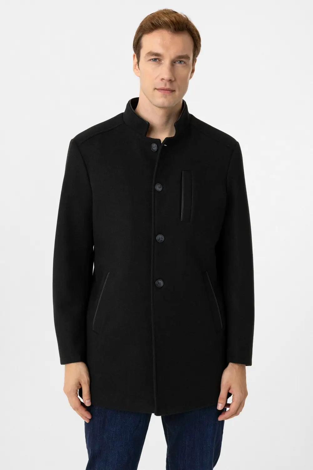 Hakim Yaka Regular Kalıp Düz Kaban