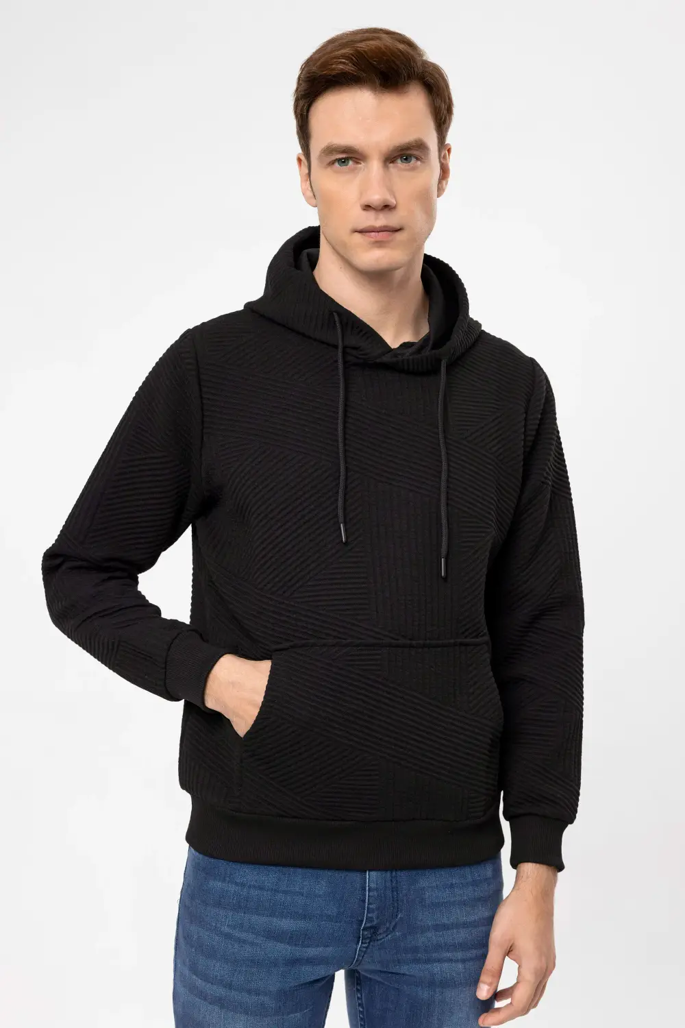Hooded Collar Regular Fit Quilted Sweatshirt