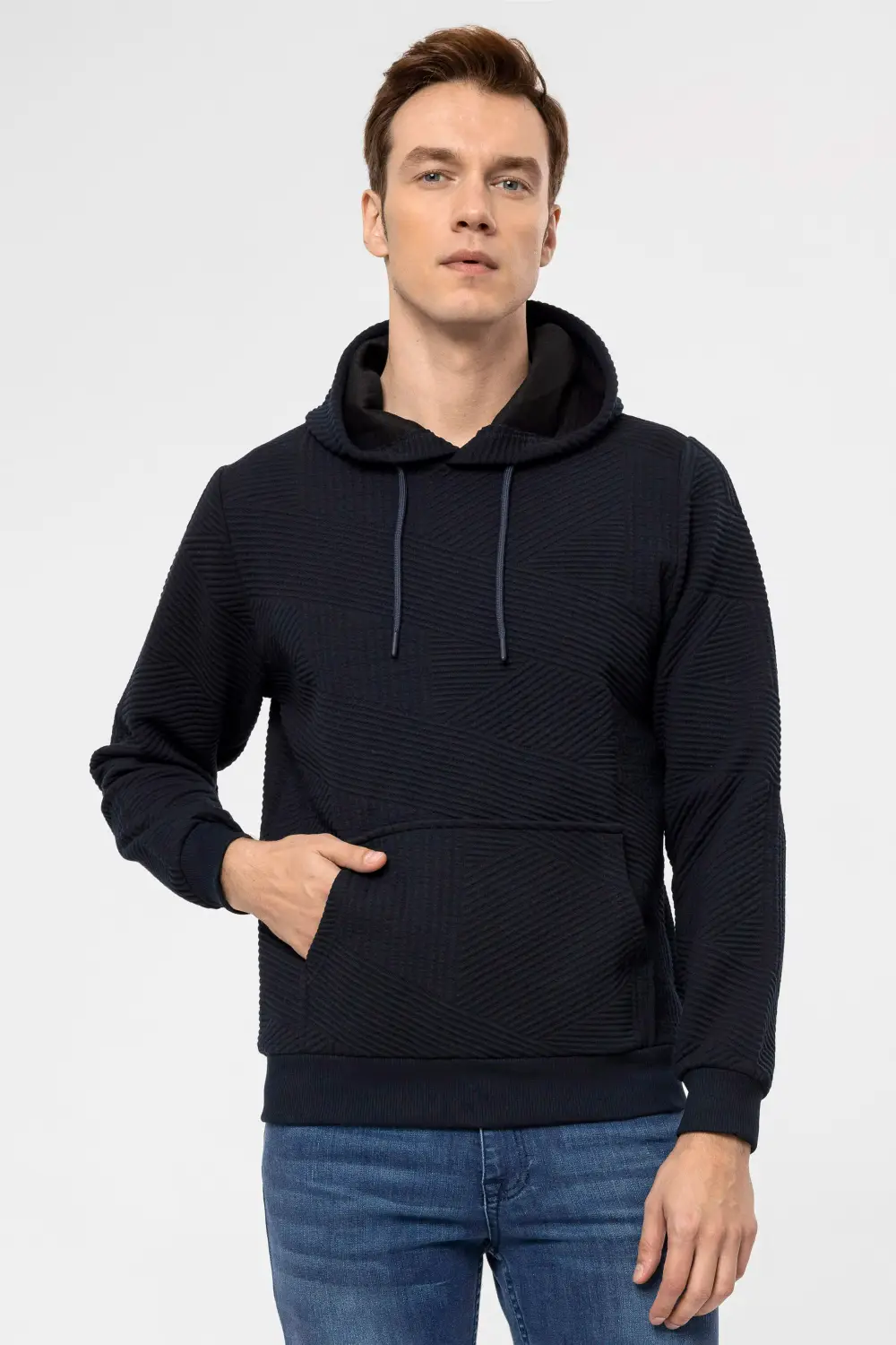 Hooded Collar Regular Fit Quilted Sweatshirt
