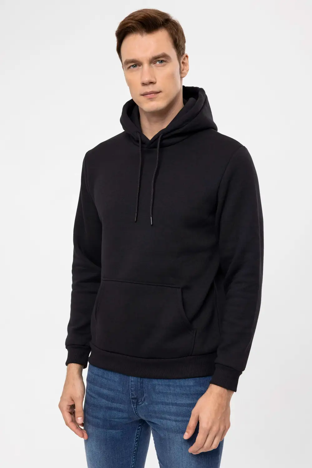 Hooded Collar Regular Fit Plain Sweatshirt