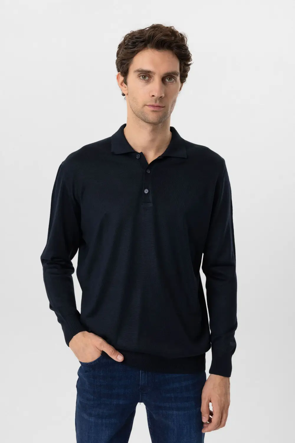 سويتر بولو ياقه عادي من القطن، 90% أكريليك و10% صوف، بلون بيج، مقاسات XL وL وM وXXL، صناعة تركية