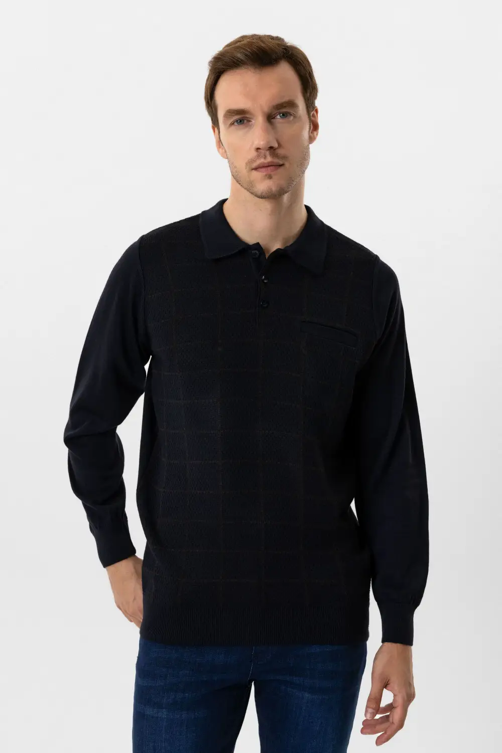 Поло-футболка Regular з вираженим візерунком, 100% акрил, колір: темно-синій, доступні розміри: М, L, XL, XXL