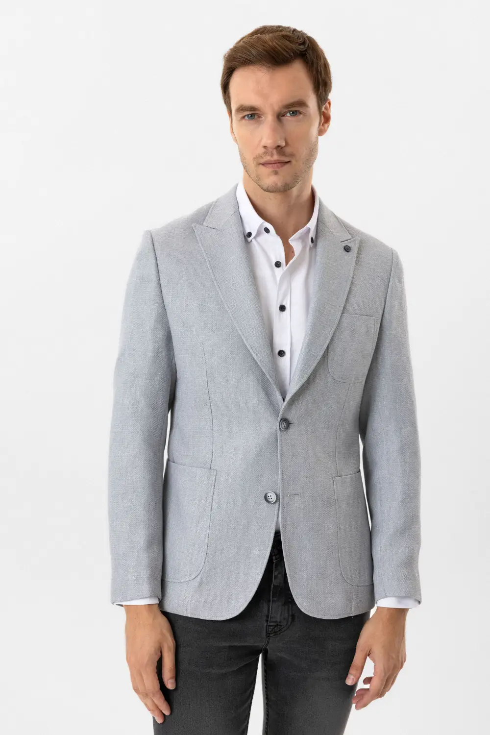 Slim Kalıp Armürlü Ceket