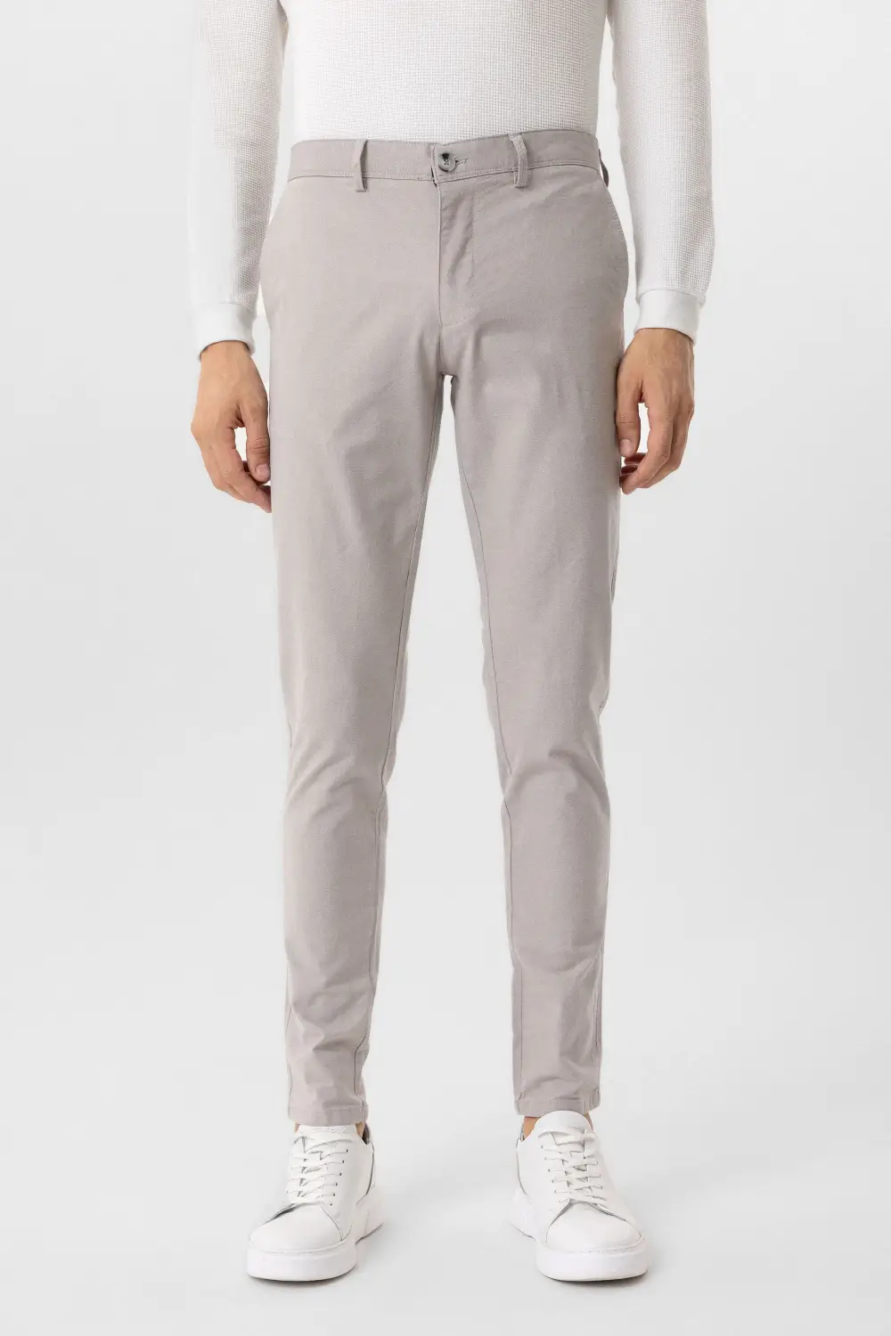 Симпатичні стрункі брюки з бежевої тканини з бавовни та еластану, з бічними кишенями, класичний крій, виробництво Туреччина