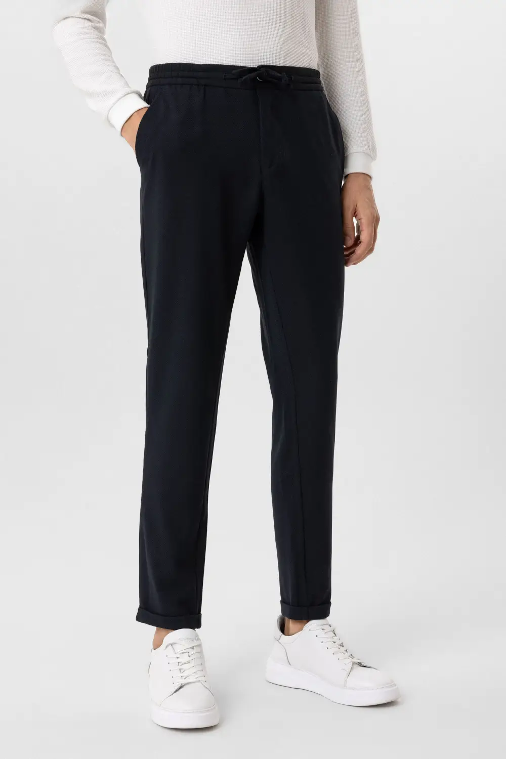 Слімові джоггери з армованої тканини, модель бізнес-кежуал, для чоловіків, синій колір, 42-50 розміри, виготовлено в Туреччині