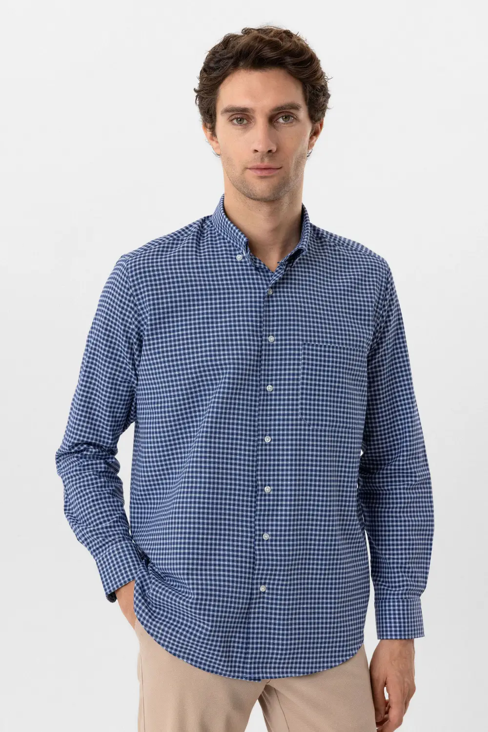 Köşeli Manşet Regular Kareli Gömlek