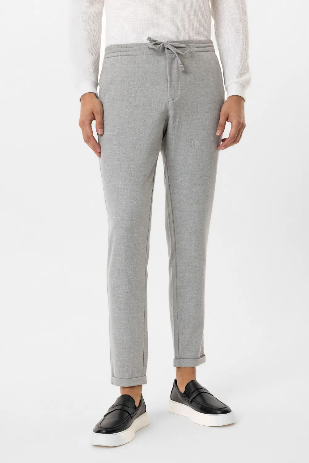 Слонні спортивні штани slim fit з карманами та еластичним складом, сіра тканина 62% PES, 34% VIS, 4% EA, розміри 42-48