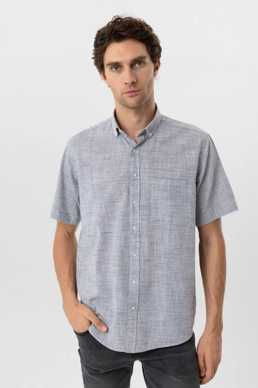 Kısa Kol Regular Kalıp Düz Gömlek