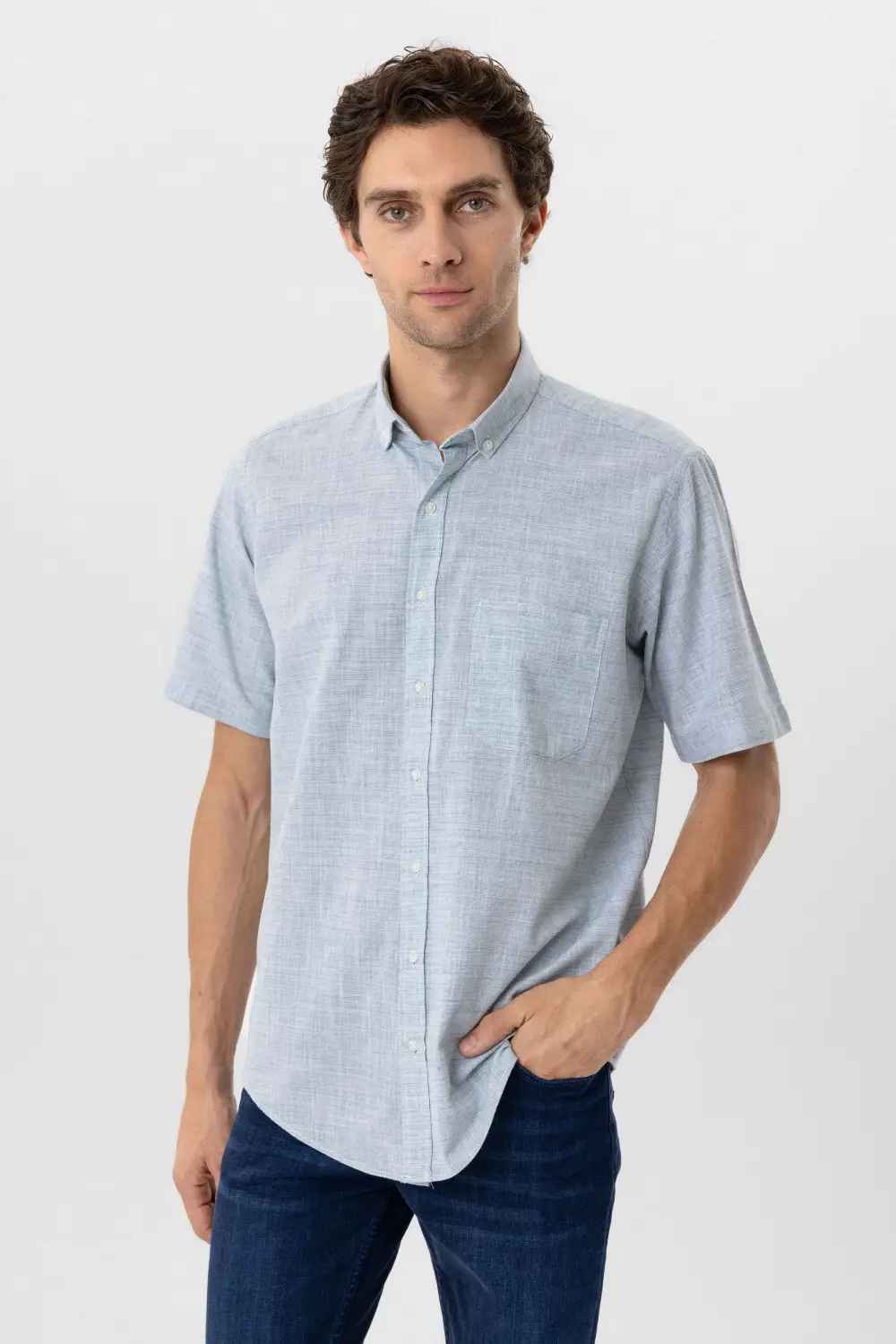 Kısa Kol Regular Kalıp Düz Gömlek